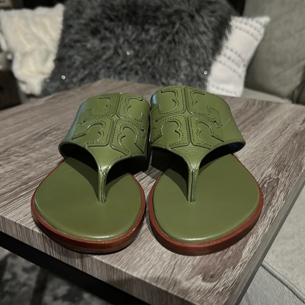 Green Leather Tory Burch Sandal